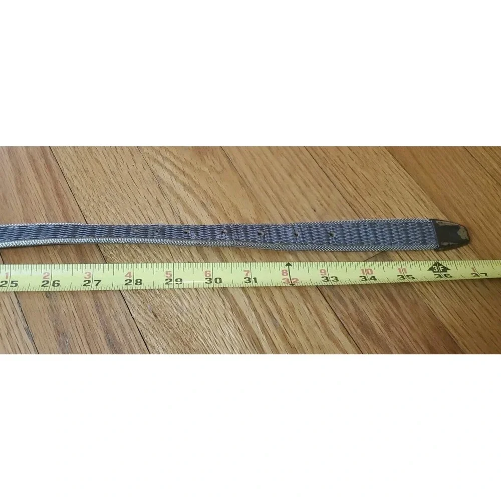 Vintage BB Simon Women Gray Leather Belt‎ Silver Mesh Edging Size 30